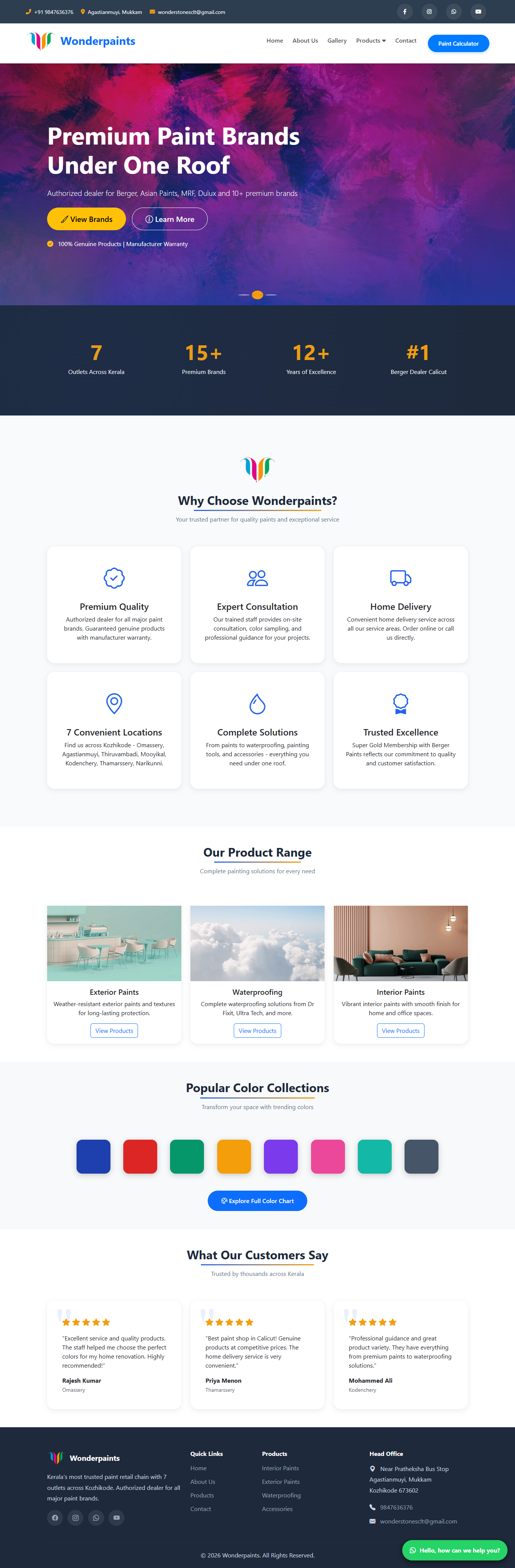 Wonder Paints Website